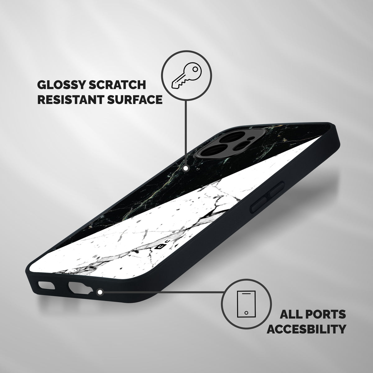 Stylish Diagonal Marble Shockproof Hybrid Protection (Metal + TPU) Back Case Cover