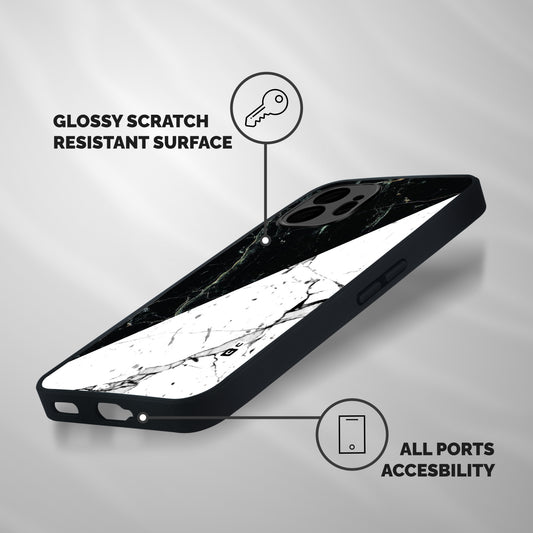 Stylish Diagonal Marble Shockproof Hybrid Protection (Metal + TPU) Back Case Cover