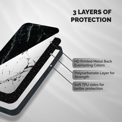 Stylish Diagonal Marble Shockproof Hybrid Protection (Metal + TPU) Back Case Cover