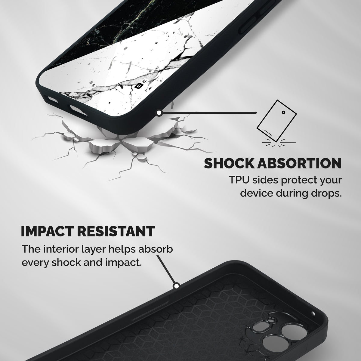 Stylish Diagonal Marble Shockproof Hybrid Protection (Metal + TPU) Back Case Cover