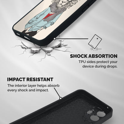 Stylish Lion Shockproof Hybrid Protection (Metal + TPU) Back Case Cover