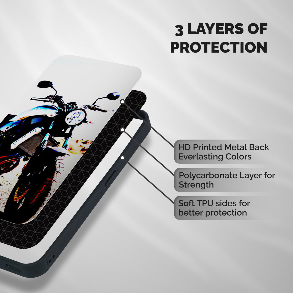 Stylish Ride Extreme Shockproof Hybrid Protection (Metal + TPU) Back Case Cover