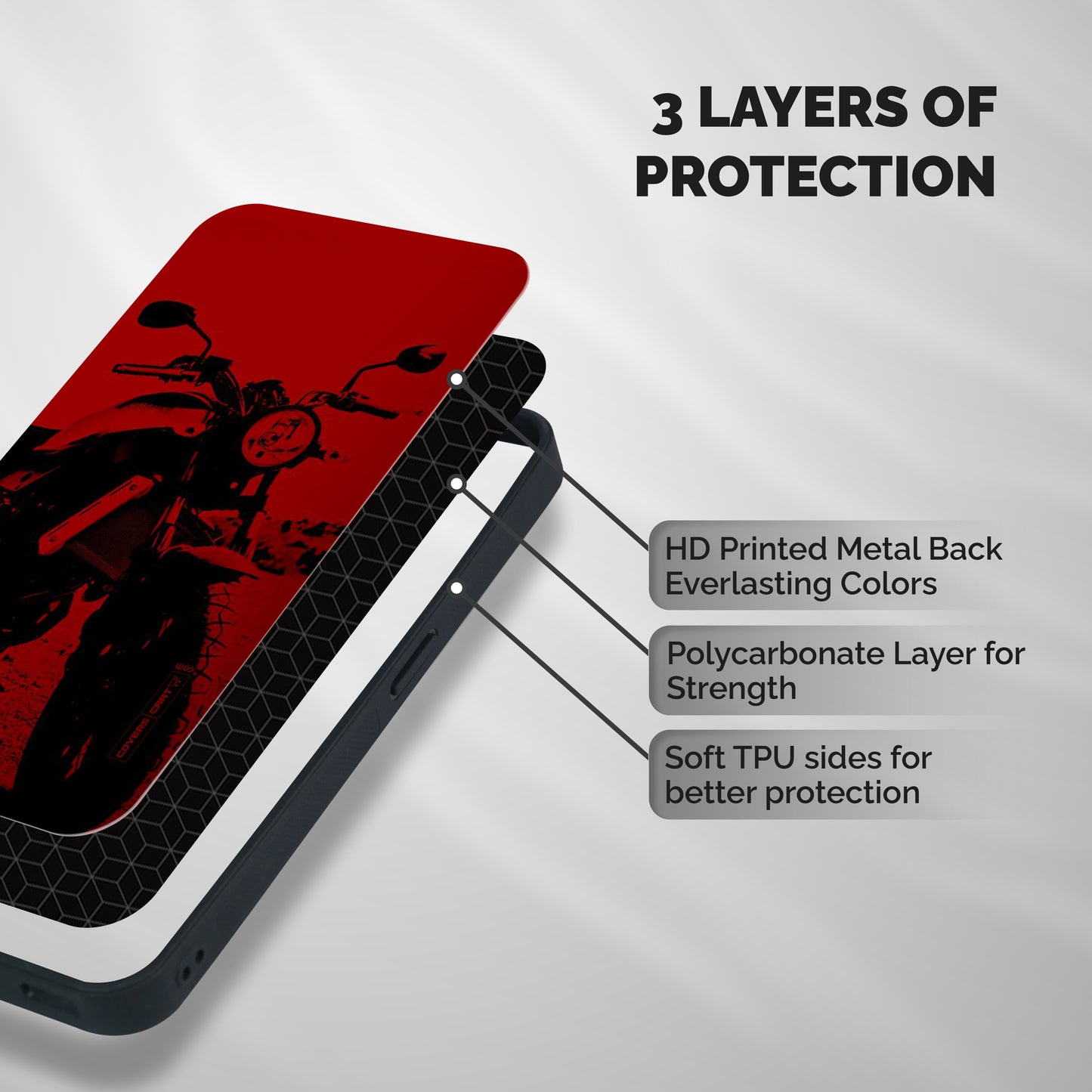 Stylish Ride Red Shockproof Hybrid Protection (Metal + TPU) Back Case Cover