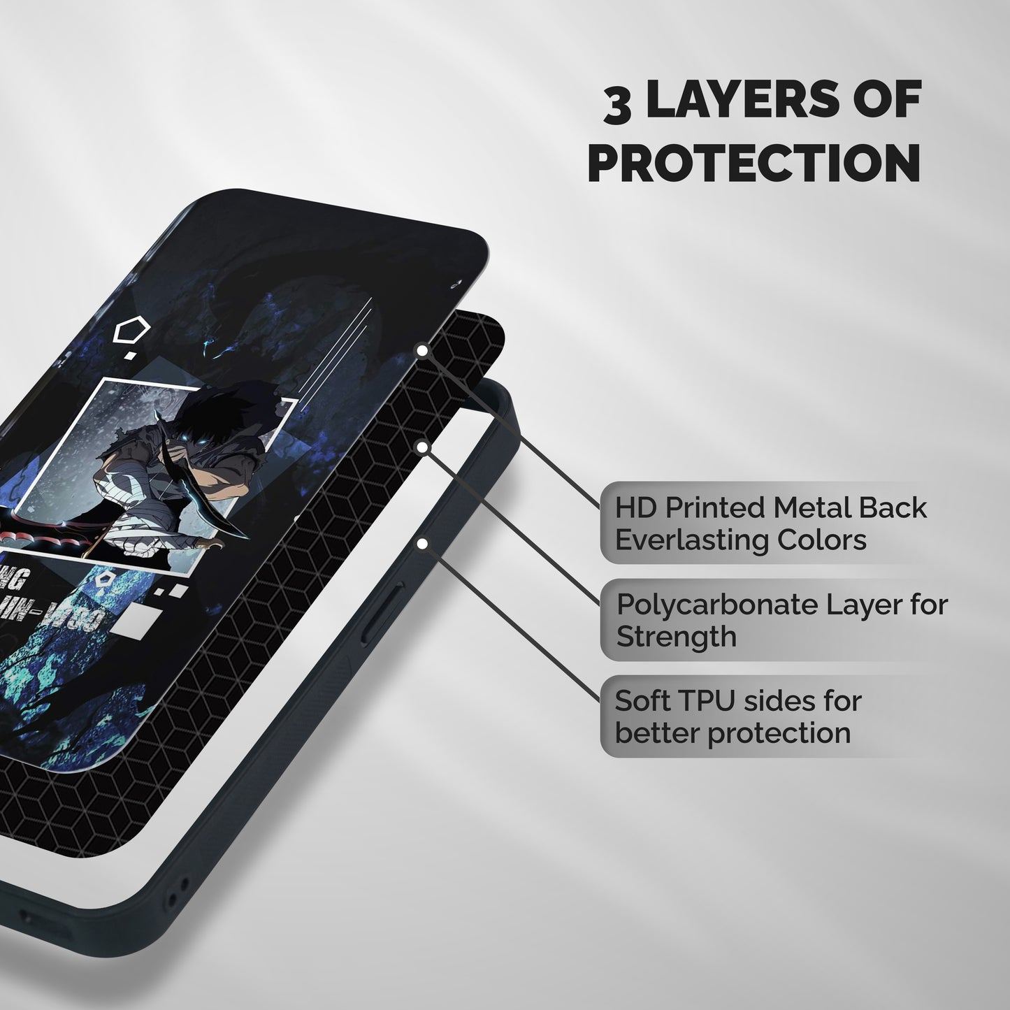 Sung Jinwoo In Battle Shockproof Hybrid Protection (Metal + TPU) Back Case Cover