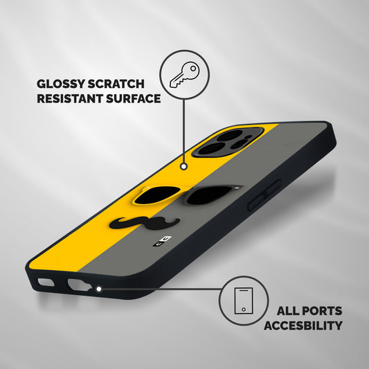 Sunglasses and Moustache Shockproof Hybrid Protection (Metal + TPU) Back Case Cover