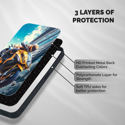 Super Bike Falling Shockproof Hybrid Protection (Metal + TPU) Back Case Cover