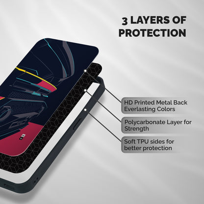 Super Car Parked Shockproof Hybrid Protection (Metal + TPU) Back Case Cover