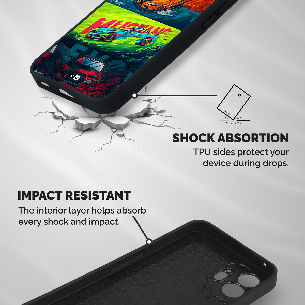 Super Racing Car Shockproof Hybrid Protection (Metal + TPU) Back Case Cover