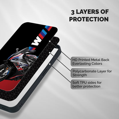 SuperBike Stance Shockproof Hybrid Protection (Metal + TPU) Back Case Cover