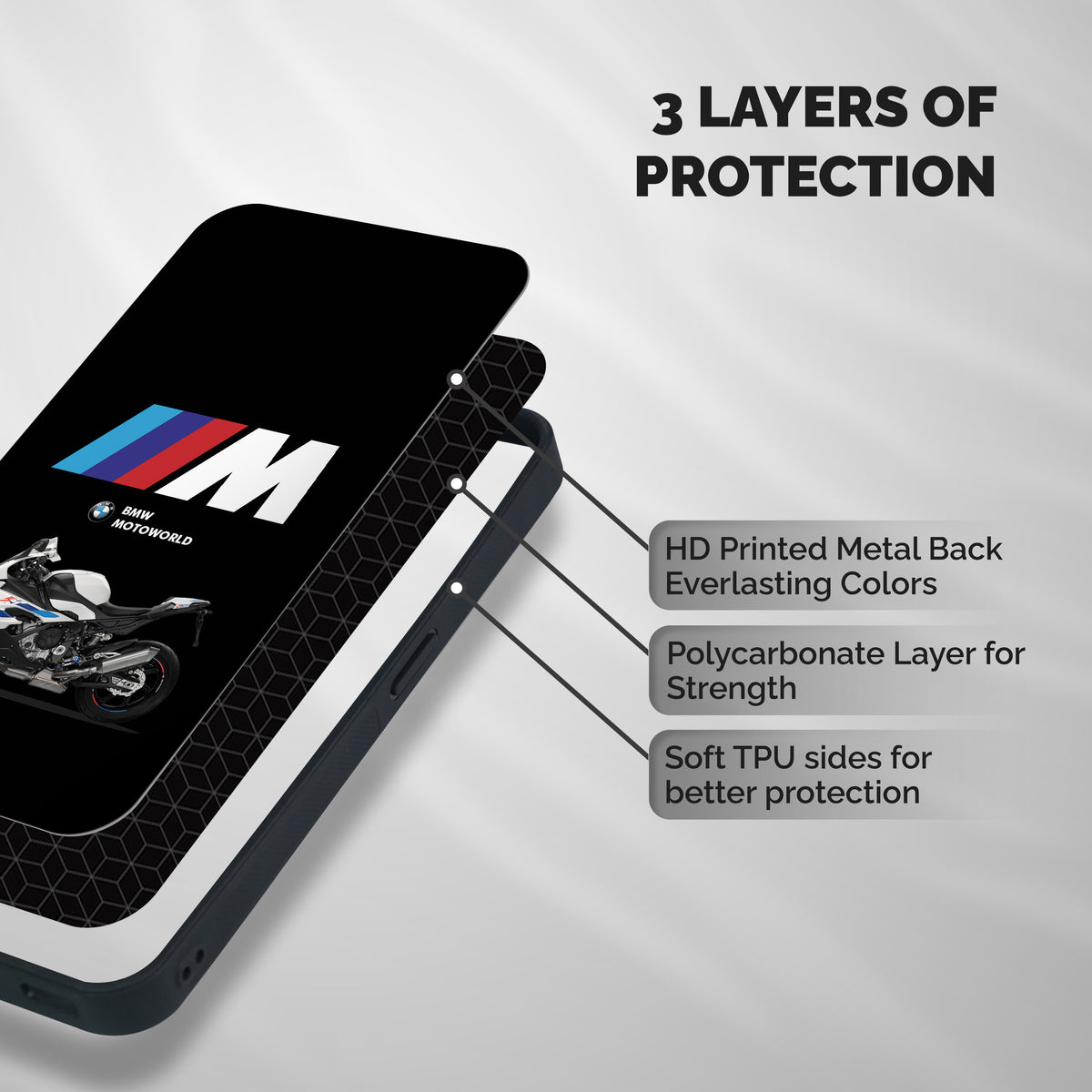 Superbike Stripes Shockproof Hybrid Protection (Metal + TPU) Back Case Cover