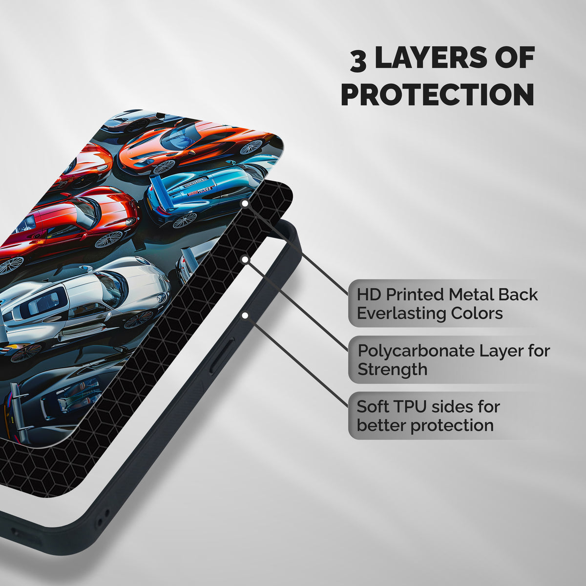 Supercar Club Shockproof Hybrid Protection (Metal + TPU) Back Case Cover