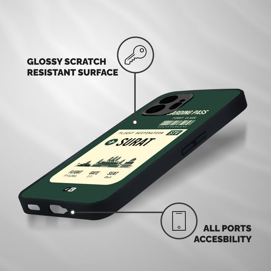 Surat Boarding Pass Shockproof Hybrid Protection (Metal + TPU) Back Case Cover