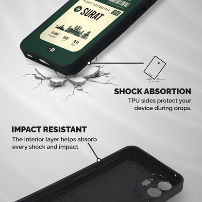 Surat Boarding Pass Shockproof Hybrid Protection (Metal + TPU) Back Case Cover