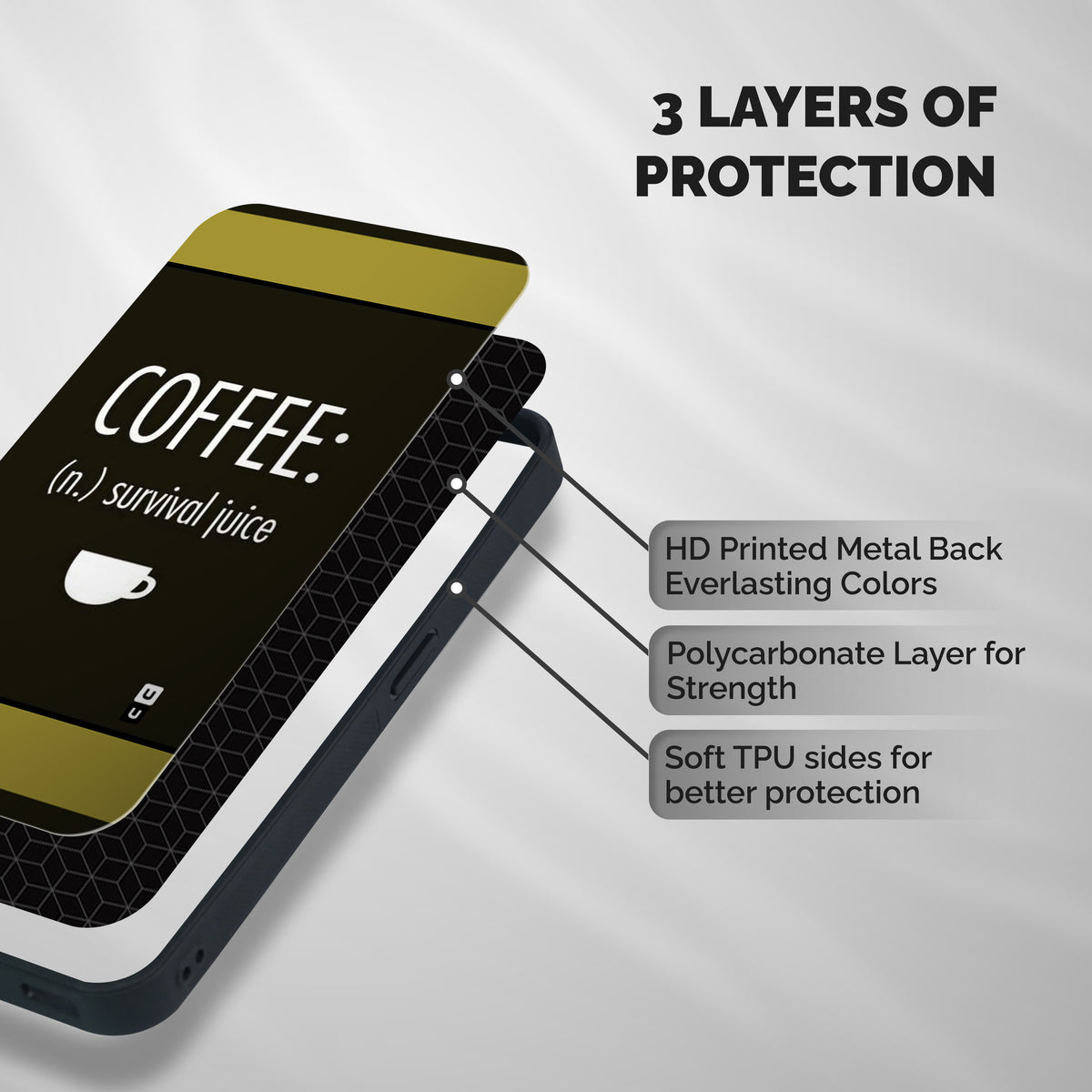 Survival Juice Shockproof Hybrid Protection (Metal + TPU) Back Case Cover