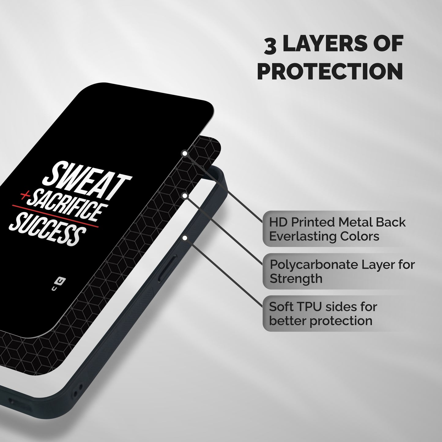 Sweat Sacrifice Success Shockproof Hybrid Protection (Metal + TPU) Back Case Cover