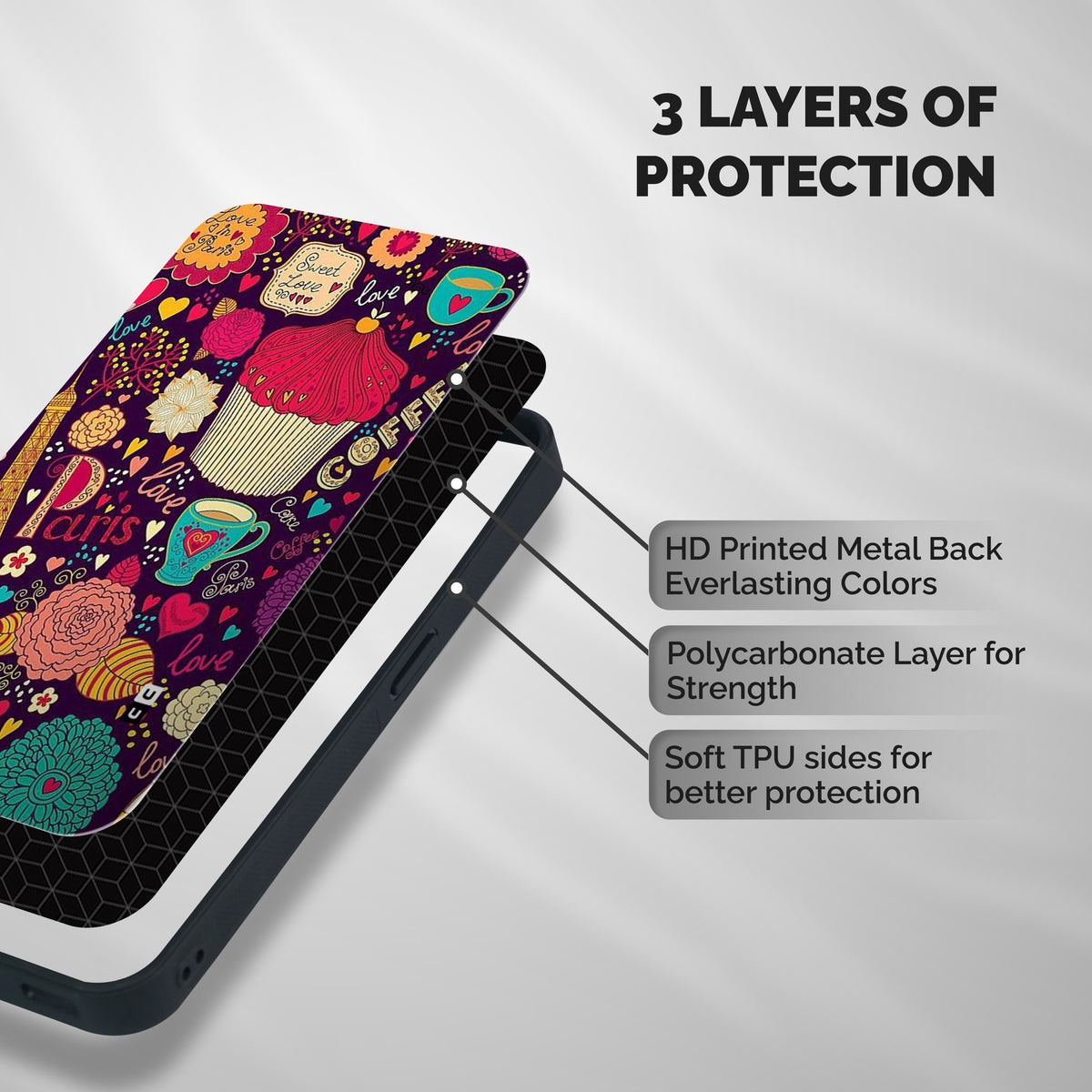 Sweet Love Shockproof Hybrid Protection (Metal + TPU) Back Case Cover