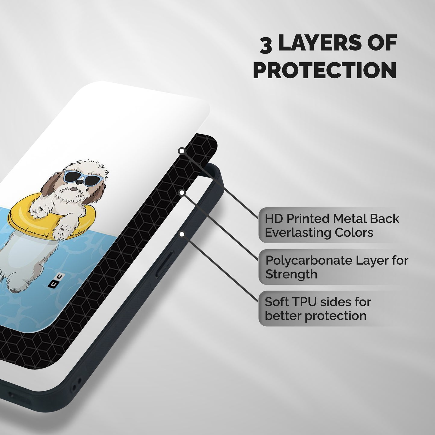 Swimming Doggo Shockproof Hybrid Protection (Metal + TPU) Back Case Cover