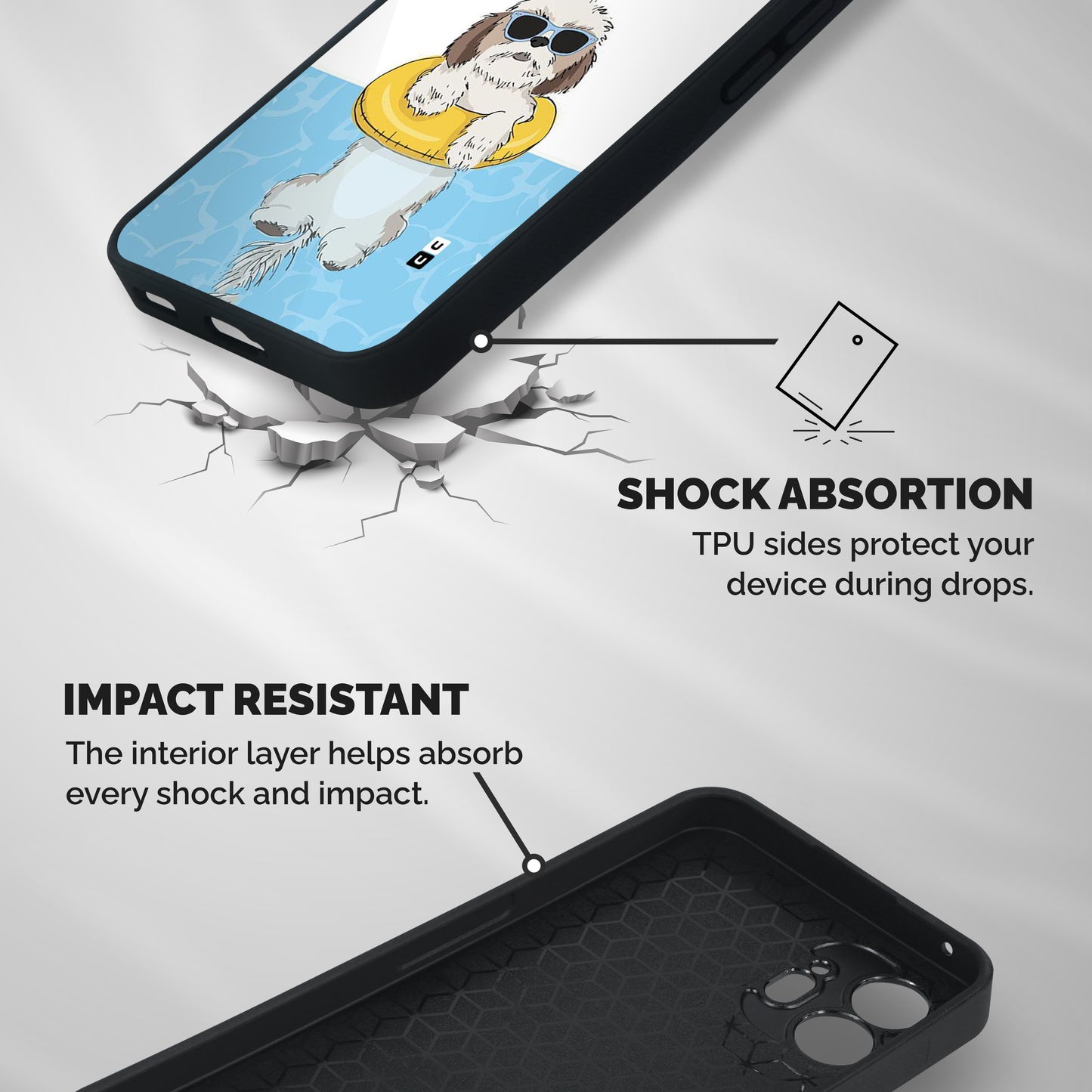 Swimming Doggo Shockproof Hybrid Protection (Metal + TPU) Back Case Cover