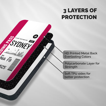 Sydney Boarding Pass Shockproof Hybrid Protection (Metal + TPU) Back Case Cover