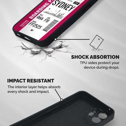 Sydney Boarding Pass Shockproof Hybrid Protection (Metal + TPU) Back Case Cover