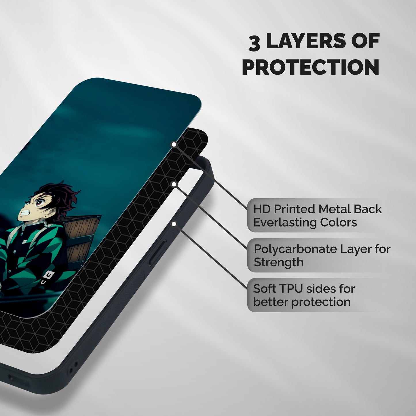 Tanjiro demon slayer Shockproof Hybrid Protection (Metal + TPU) Back Case Cover