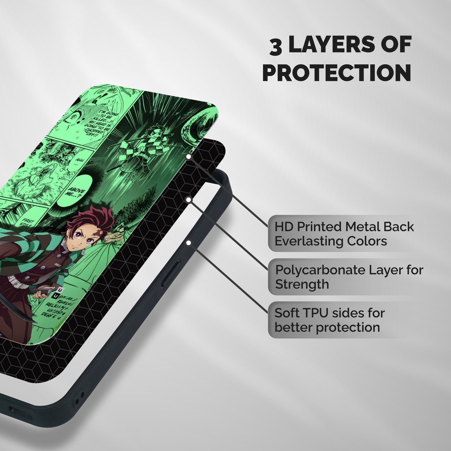 Tanjiro Manga Shockproof Hybrid Protection (Metal + TPU) Back Case Cover