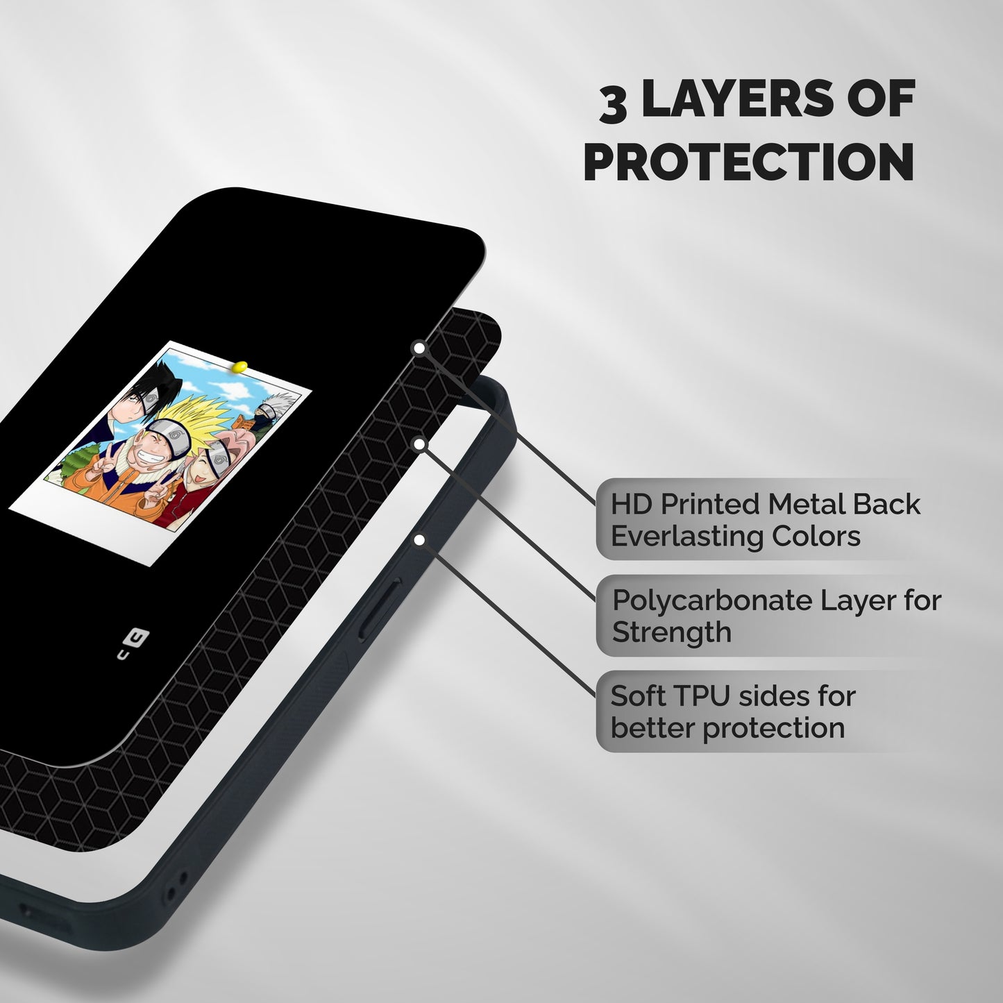 Team Kakashi Cute Shockproof Hybrid Protection (Metal + TPU) Back Case Cover