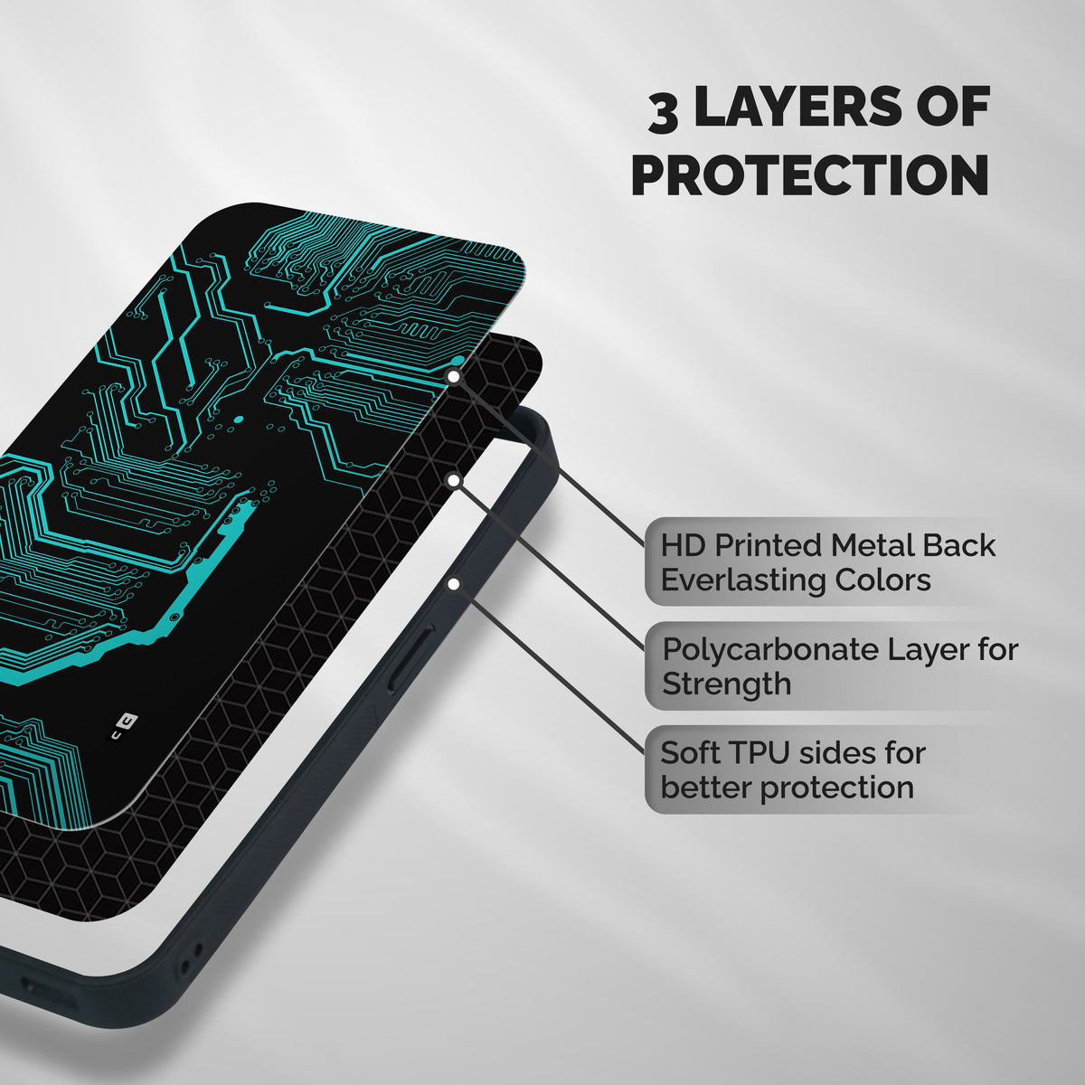 Tech Art Shockproof Hybrid Protection (Metal + TPU) Back Case Cover