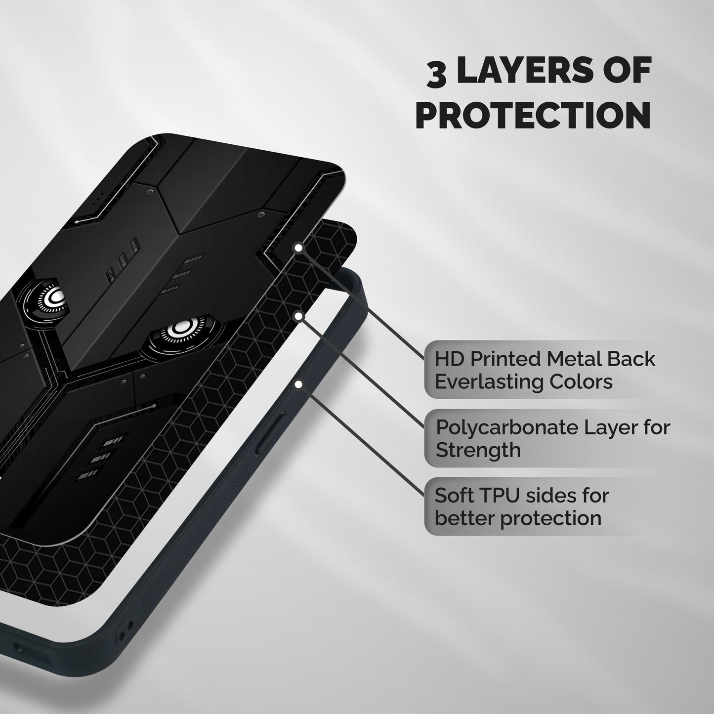 Tech Eye Shockproof Hybrid Protection (Metal + TPU) Back Case Cover