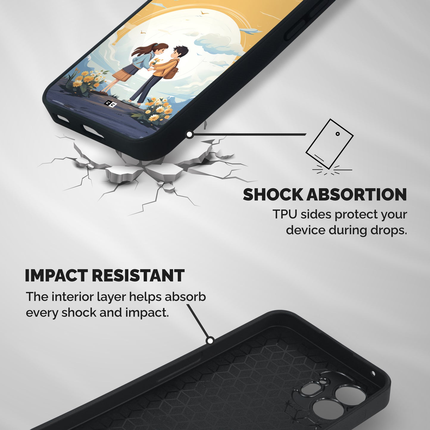 Teenage Anime Couple Shockproof Hybrid Protection (Metal + TPU) Back Case Cover