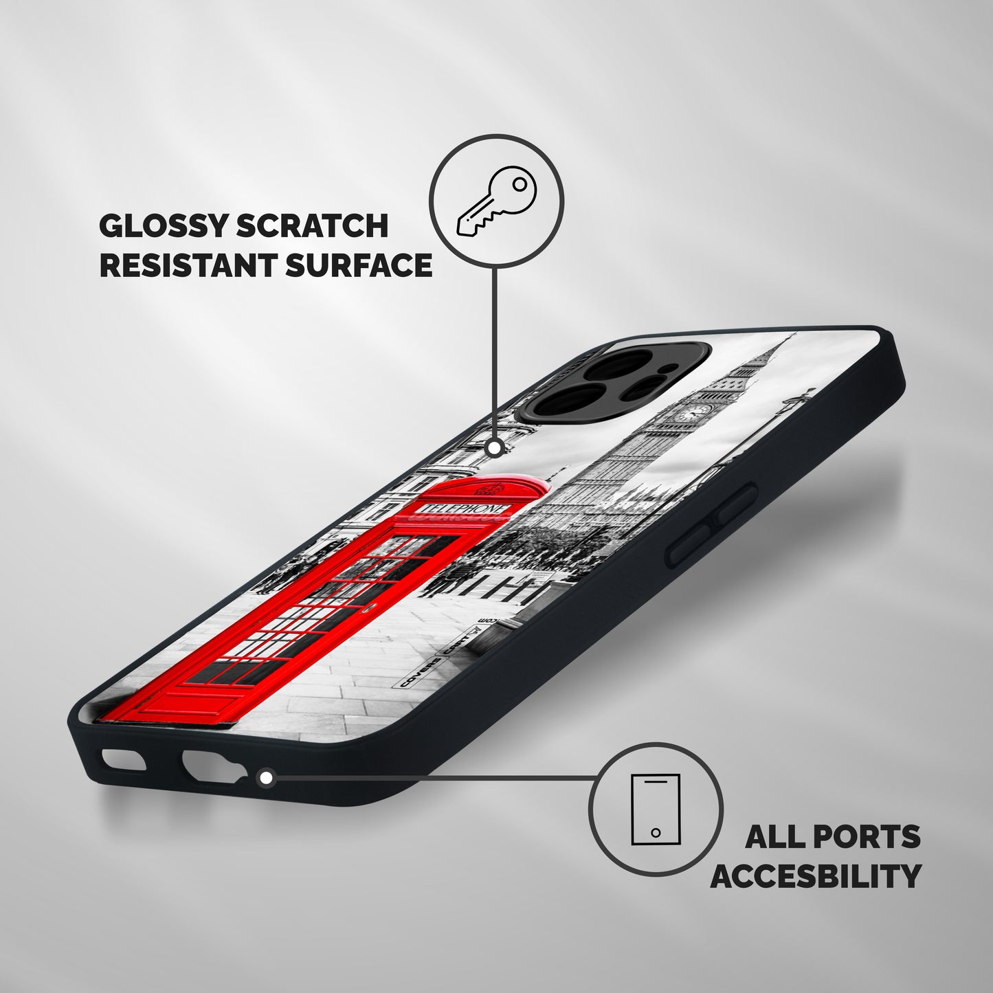 Telephone Booth Shockproof Hybrid Protection (Metal + TPU) Back Case Cover