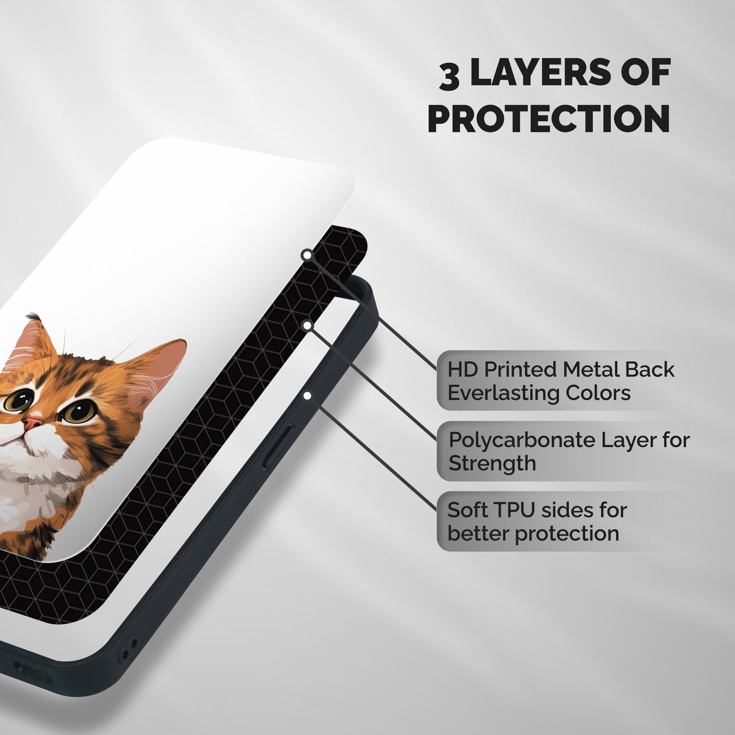 The Cute Cat Shockproof Hybrid Protection (Metal + TPU) Back Case Cover