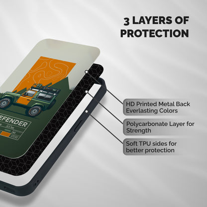 The Defence Car Shockproof Hybrid Protection (Metal + TPU) Back Case Cover