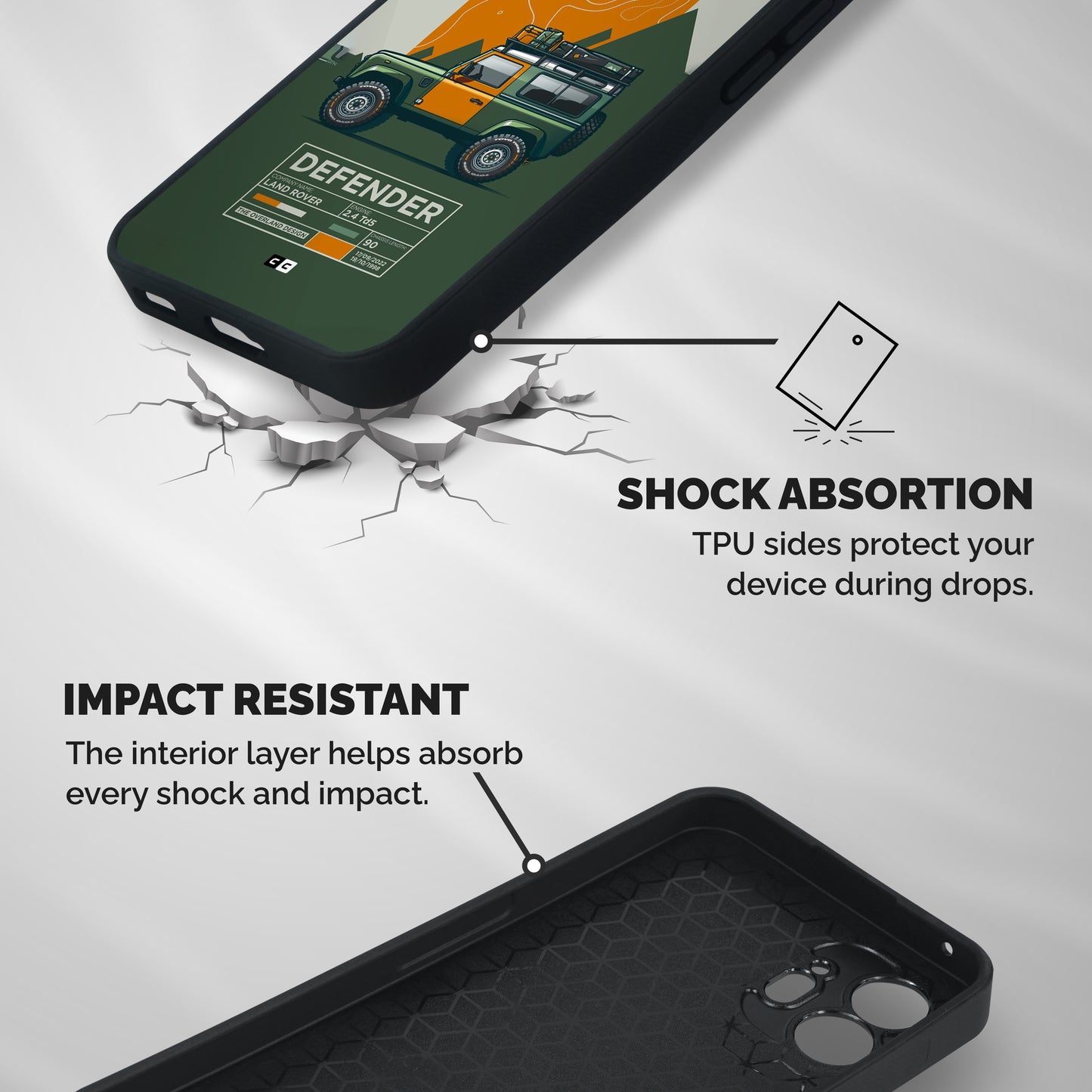 The Defence Car Shockproof Hybrid Protection (Metal + TPU) Back Case Cover