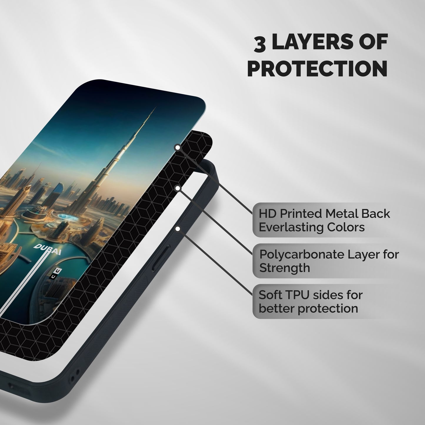 The Dubai Shockproof Hybrid Protection (Metal + TPU) Back Case Cover