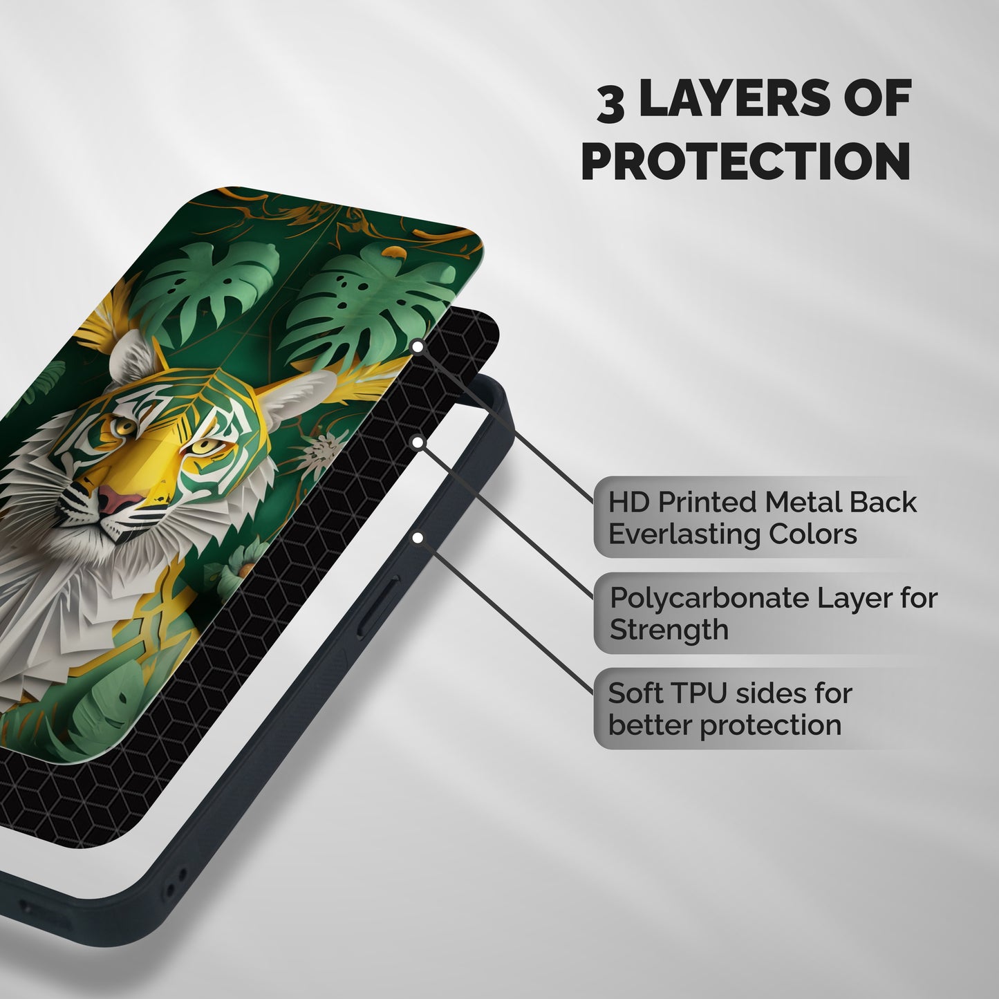 The Nature Tiger Shockproof Hybrid Protection (Metal + TPU) Back Case Cover