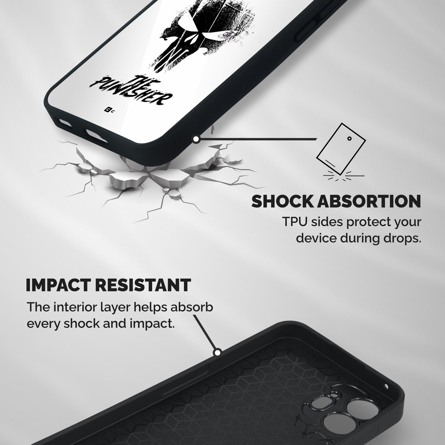 The Punisher Shockproof Hybrid Protection (Metal + TPU) Back Case Cover