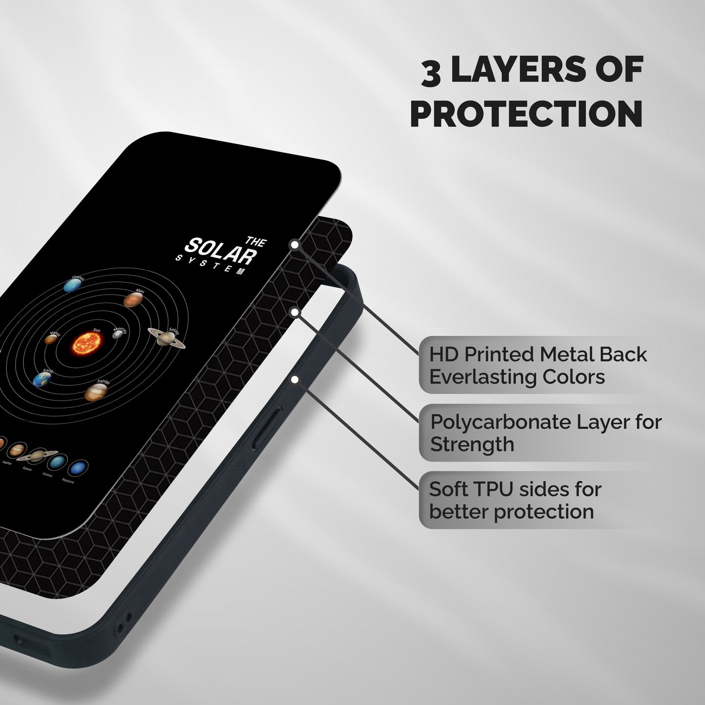 The Solar System Shockproof Hybrid Protection (Metal + TPU) Back Case Cover