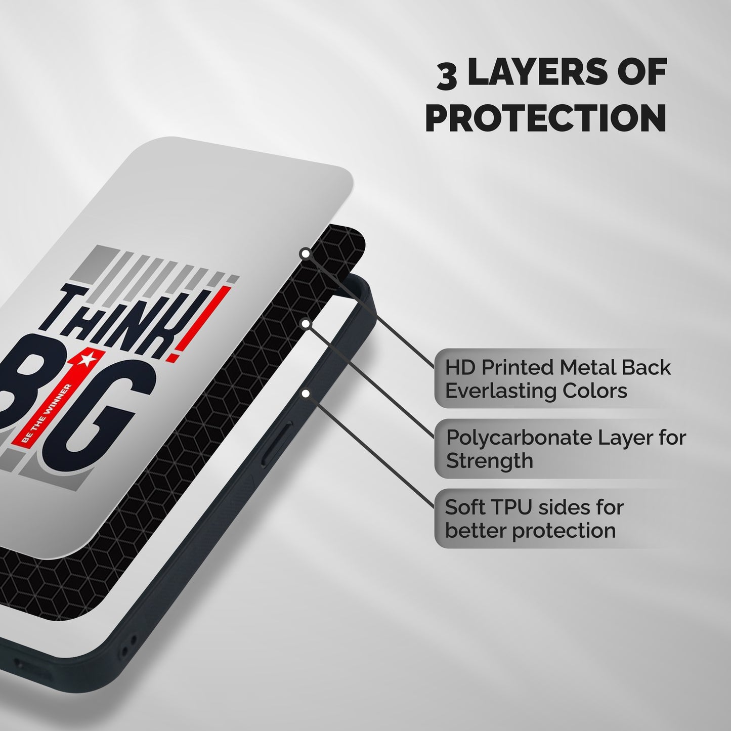 Think Big Shockproof Hybrid Protection (Metal + TPU) Back Case Cover