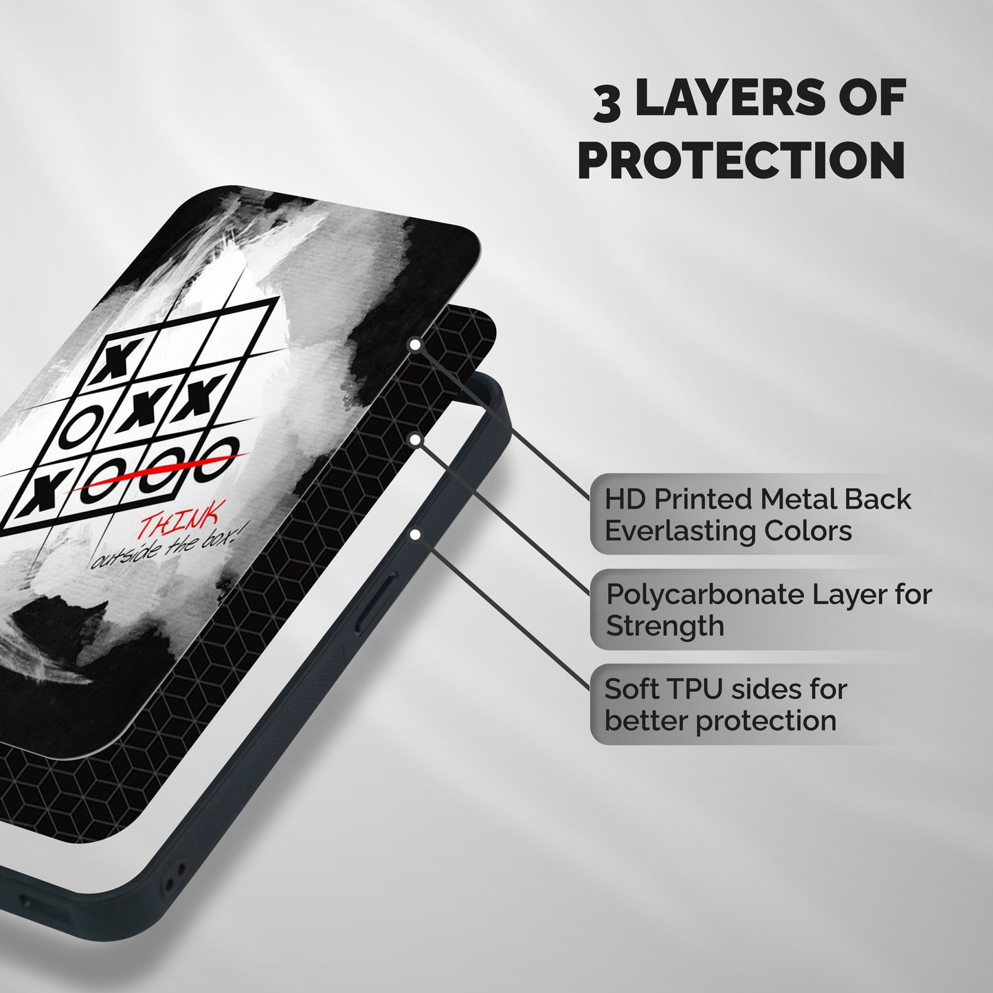 Think Box Shockproof Hybrid Protection (Metal + TPU) Back Case Cover