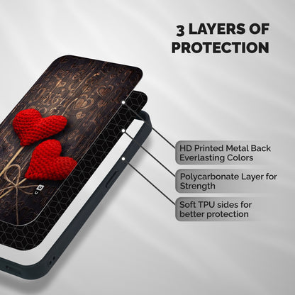 Thread Art Wooden Print Shockproof Hybrid Protection (Metal + TPU) Back Case Cover