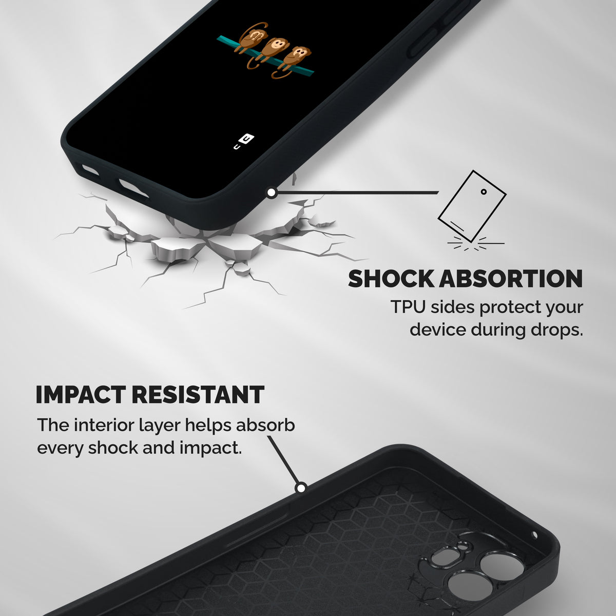 Three Cute Monkeys Shockproof Hybrid Protection (Metal + TPU) Back Case Cover