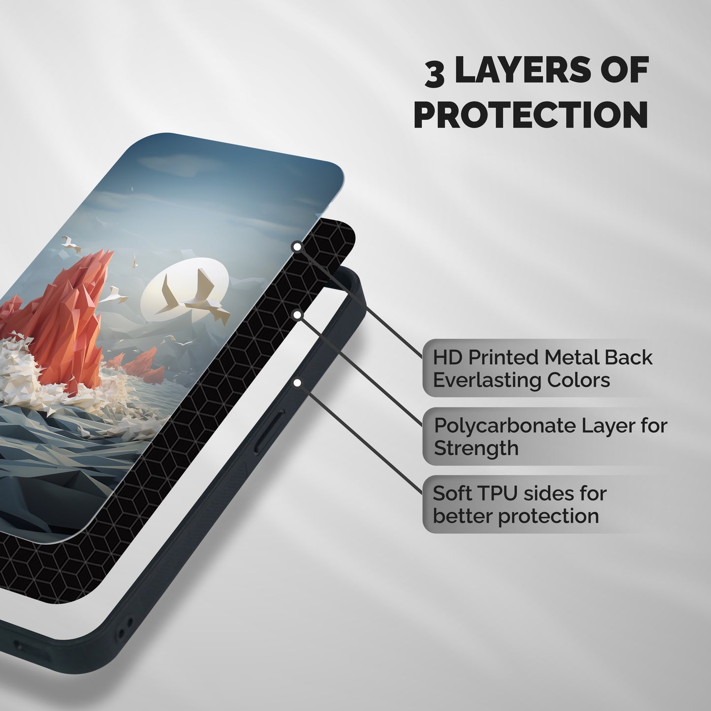 Three Dimension Sea Shockproof Hybrid Protection (Metal + TPU) Back Case Cover