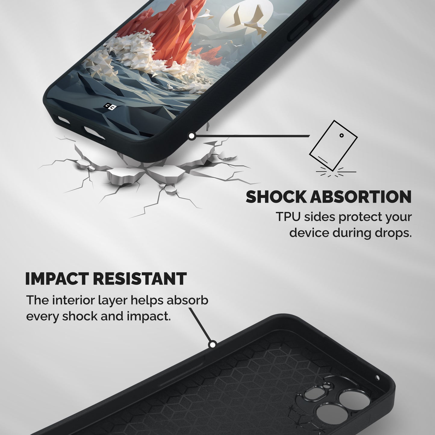 Three Dimension Sea Shockproof Hybrid Protection (Metal + TPU) Back Case Cover