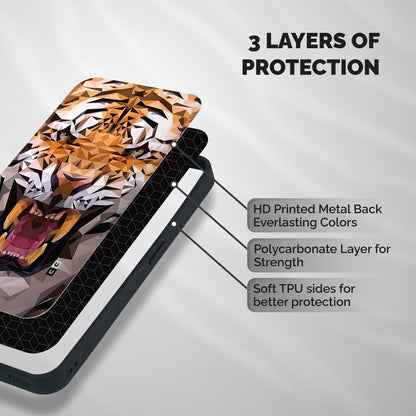 Tiger Abstract Art Shockproof Hybrid Protection (Metal + TPU) Back Case Cover