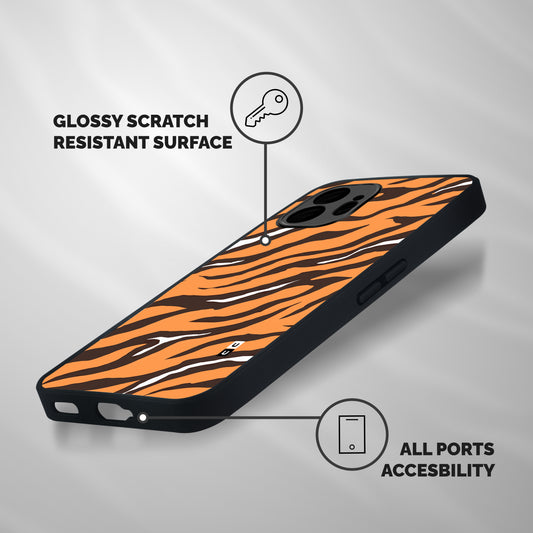 Tiger Pattern Print Shockproof Hybrid Protection (Metal + TPU) Back Case Cover