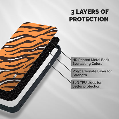 Tiger Pattern Print Shockproof Hybrid Protection (Metal + TPU) Back Case Cover