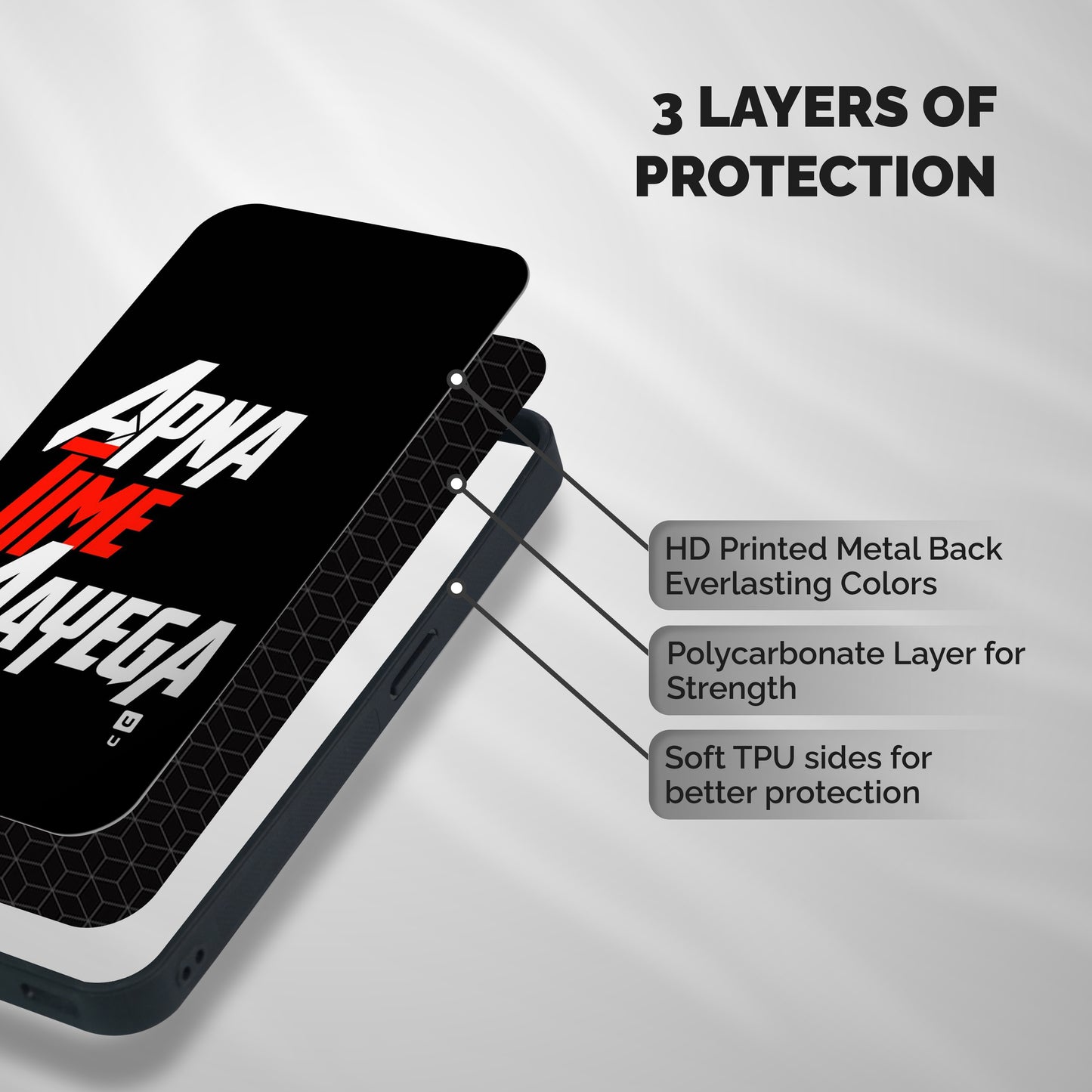 Time Aayega Shockproof Hybrid Protection (Metal + TPU) Back Case Cover