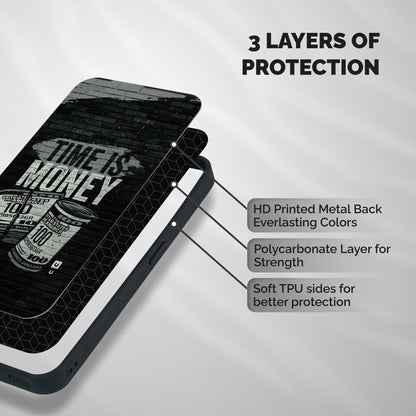 Time Is Money Shockproof Hybrid Protection (Metal + TPU) Back Case Cover
