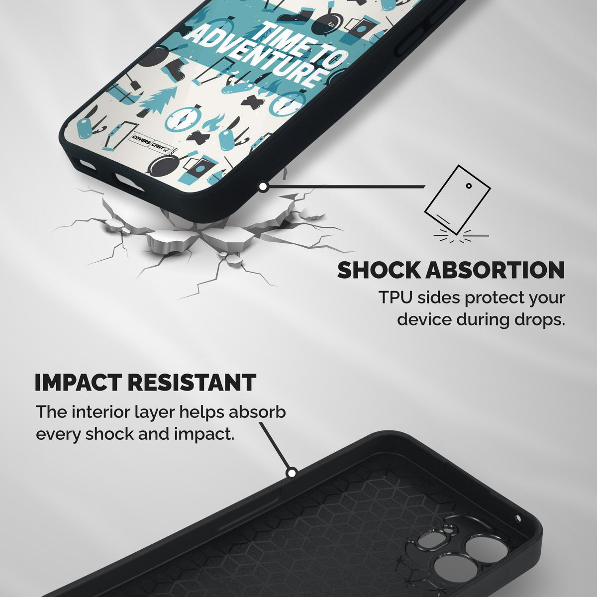 Time To Adventure Blazing Blue Shockproof Hybrid Protection (Metal + TPU) Back Case Cover